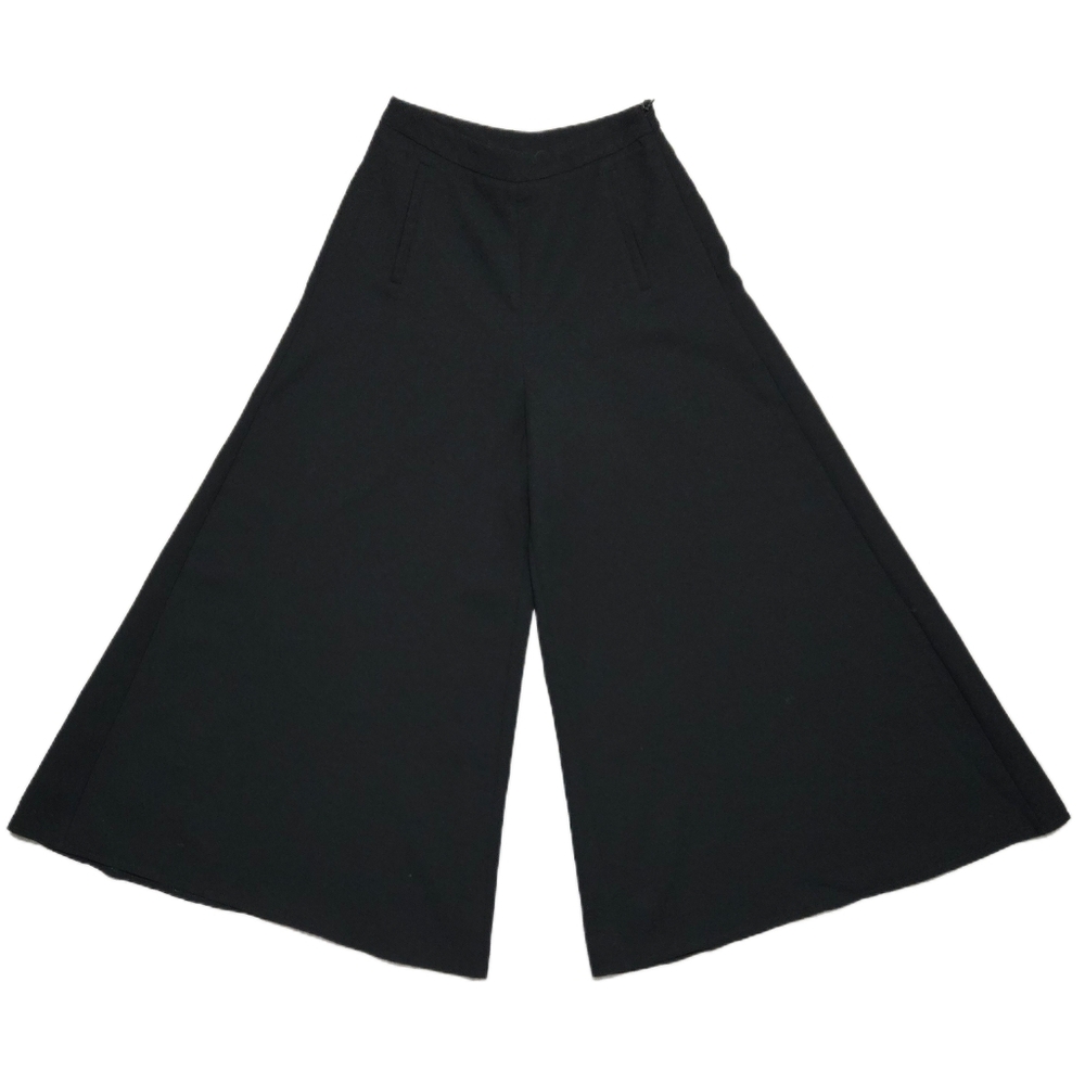 Topshop Black High Waisted Ultra Wide Leg Palazzo Pants Culottes Size 2